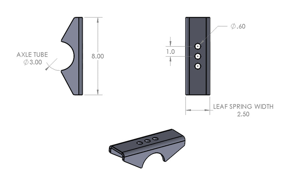 Standard Spring Perches, 3.0" Axle Tube 2.5" Wide