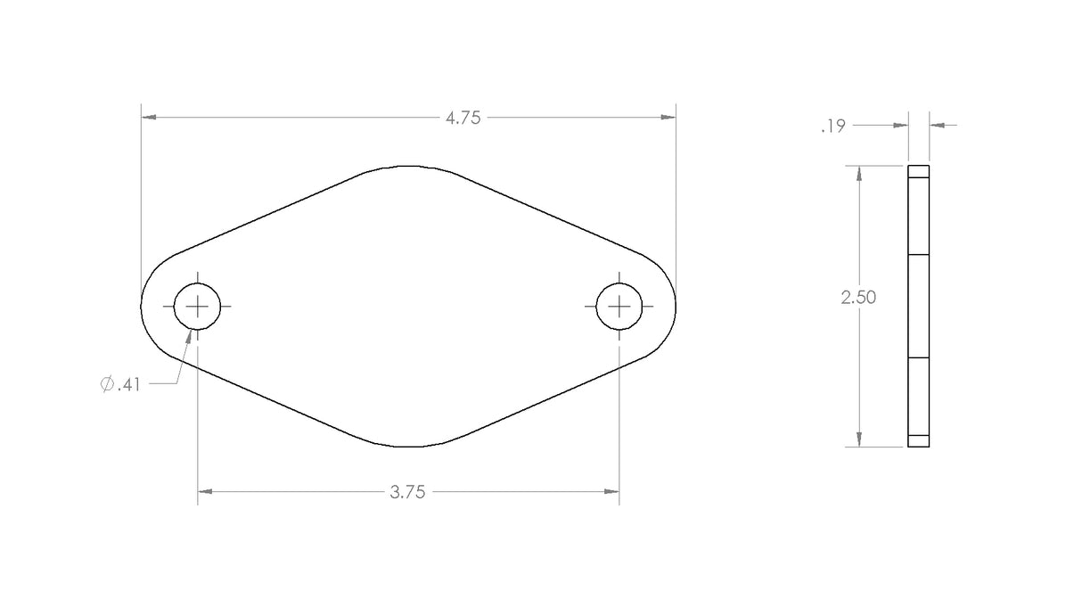 Large Oval Solid Mounting Plate