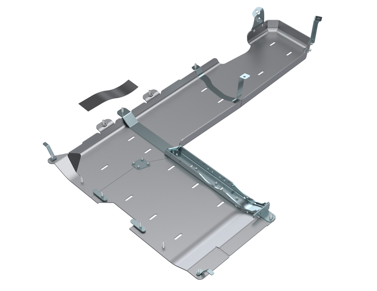 JLU T-CASE/FUEL SKID Kit ONLY - 4 door 3.6L, 2.0L, 392 HEMI - ALUMINUM 2018+
