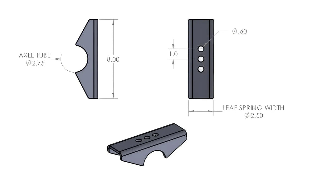 Dana 44 Spring Perches, 2.5" wide