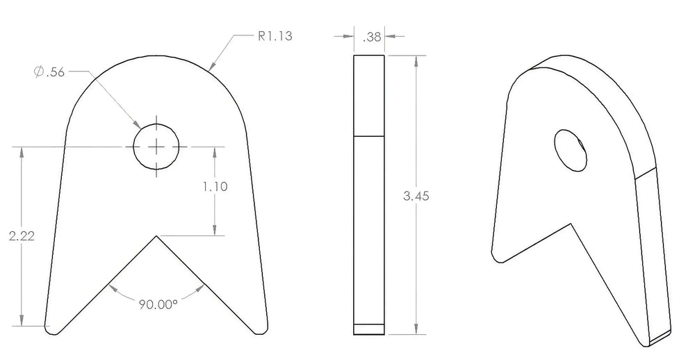 90 Degree Short Link Tab