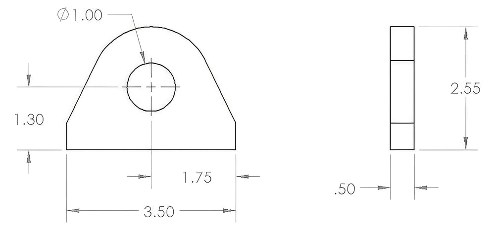 1/2" Thick D Ring Tab (Flat Mount)