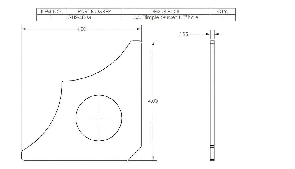 4"x4" 90 Degree Dimple Die Gusset