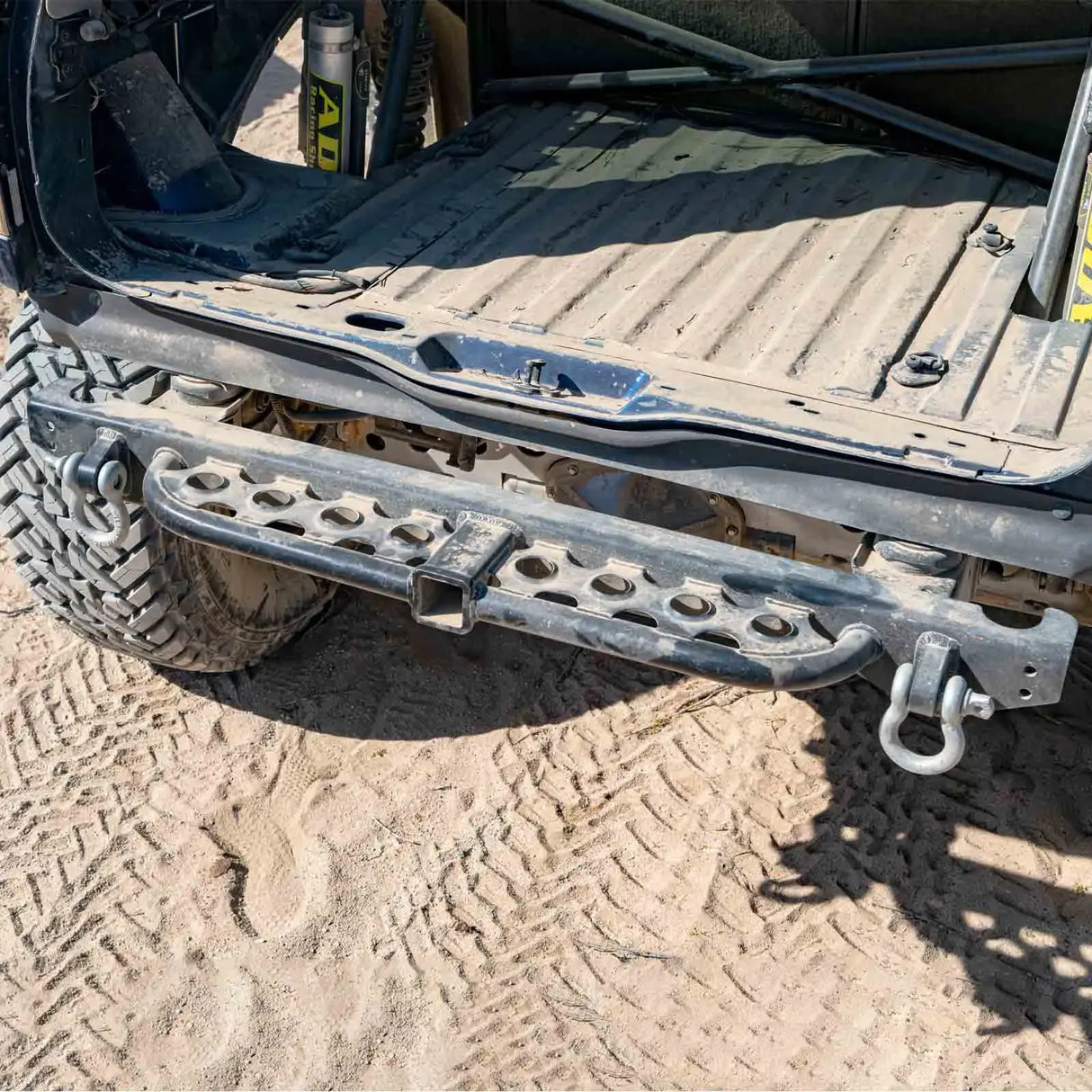 Ruffstuff Loaded Rear Overlay Bumper -Hitch, Dimple Die Step, and D-ring Mounts For Jeep TJ/LJ/YJ