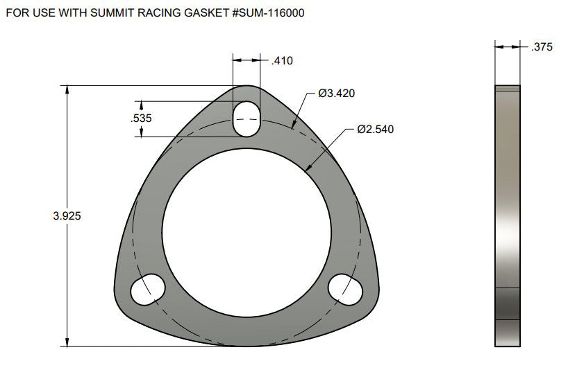 3 Bolt Exhaust Flange 2 1/2" ID