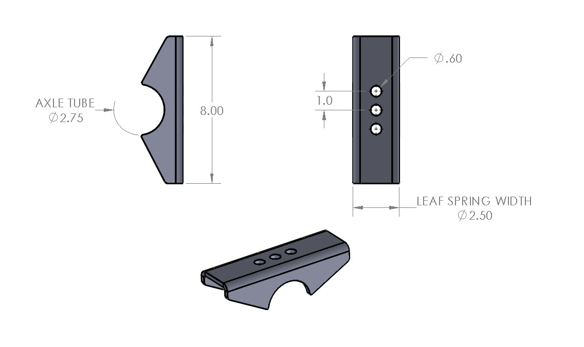 Dana 44 Spring Perches, 2.5" wide