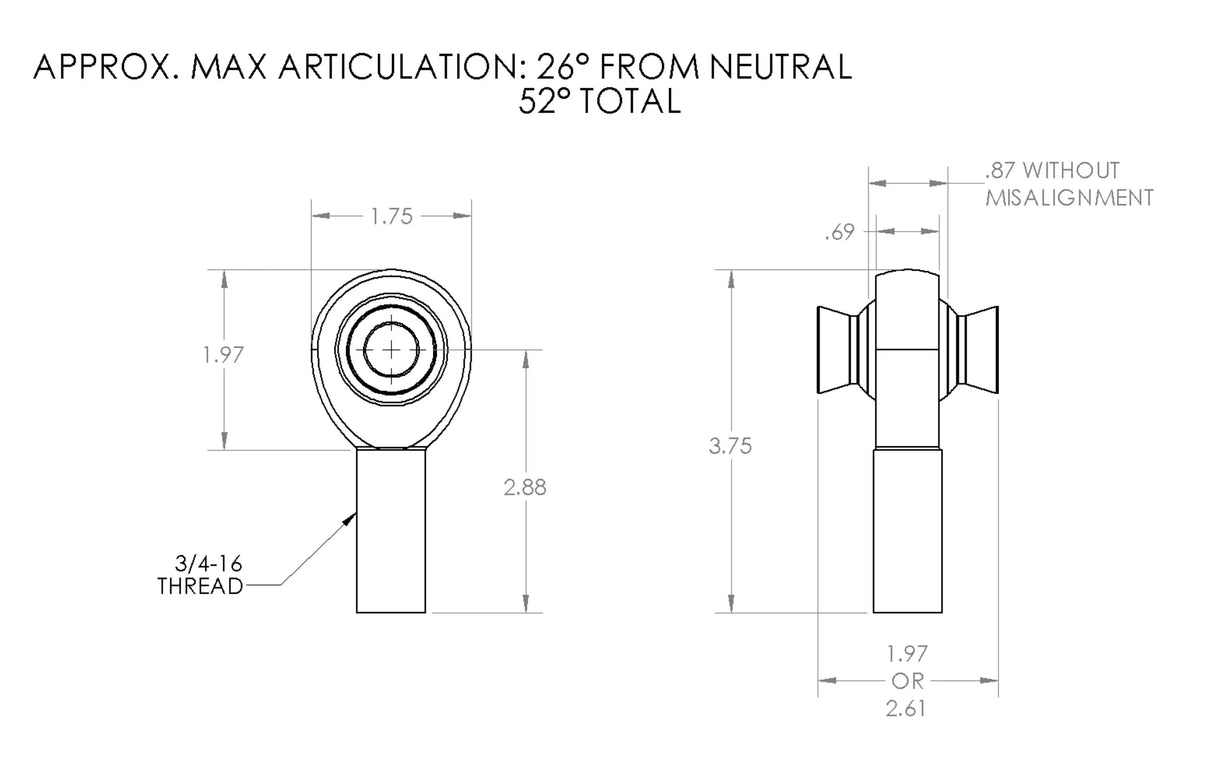 3/4" Rod End Left Hand (16 TPI)