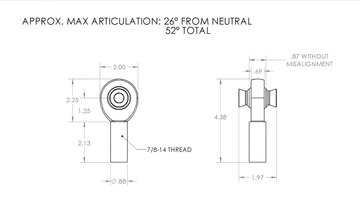 7/8" X 3/4" Rod End Left Hand (14 TPI)