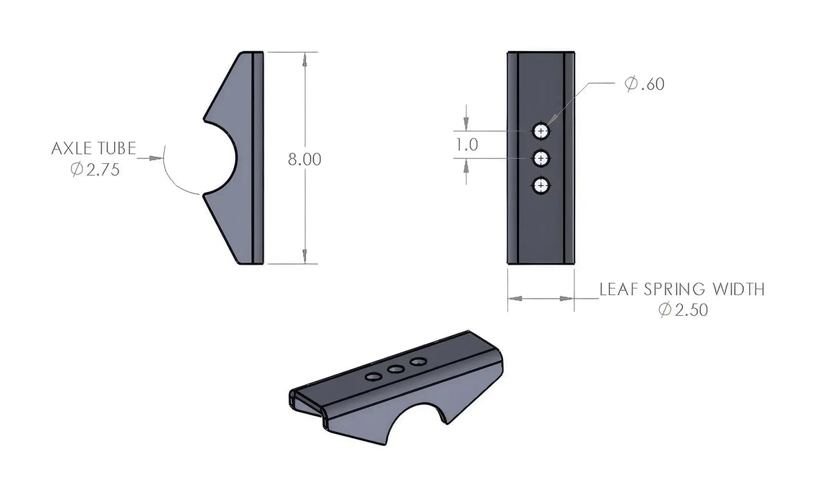 Dana 44 Spring Perches, 2.5" wide