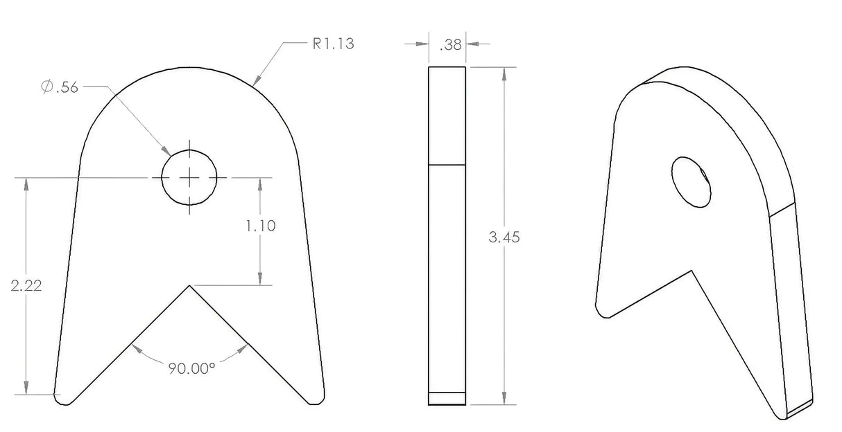 90 Degree Short Link Tab