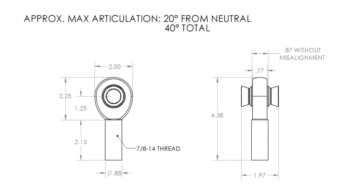 7/8" X 7/8" Rod End Left Hand (14 TPI)