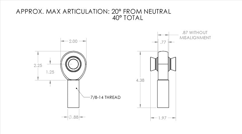7/8" X 7/8" Rod End Left Hand (14 TPI)