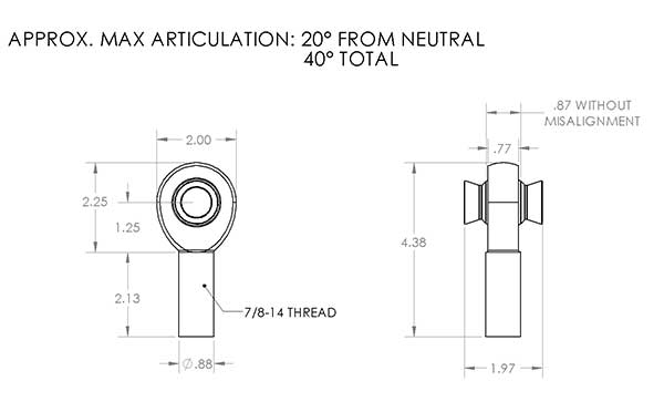 7/8" x 7/8" Rod End Right Hand (14 TPI)