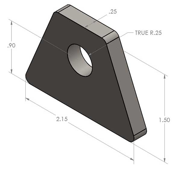 Flat Trick Tab .5" Hole - (Single)