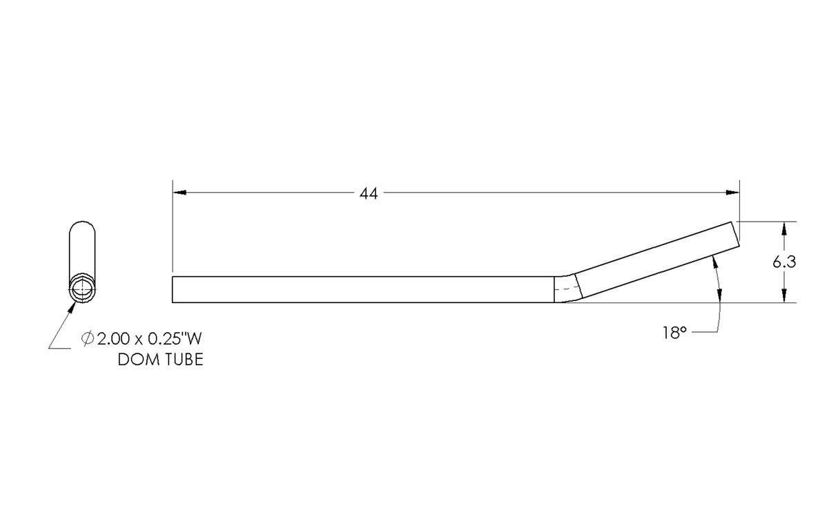 High Clearance Lower Link, DOM Tube, 2" X .25" Wall, 1.5" Tube ID