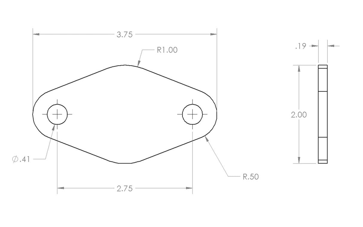 Small Oval Solid Mounting Plate