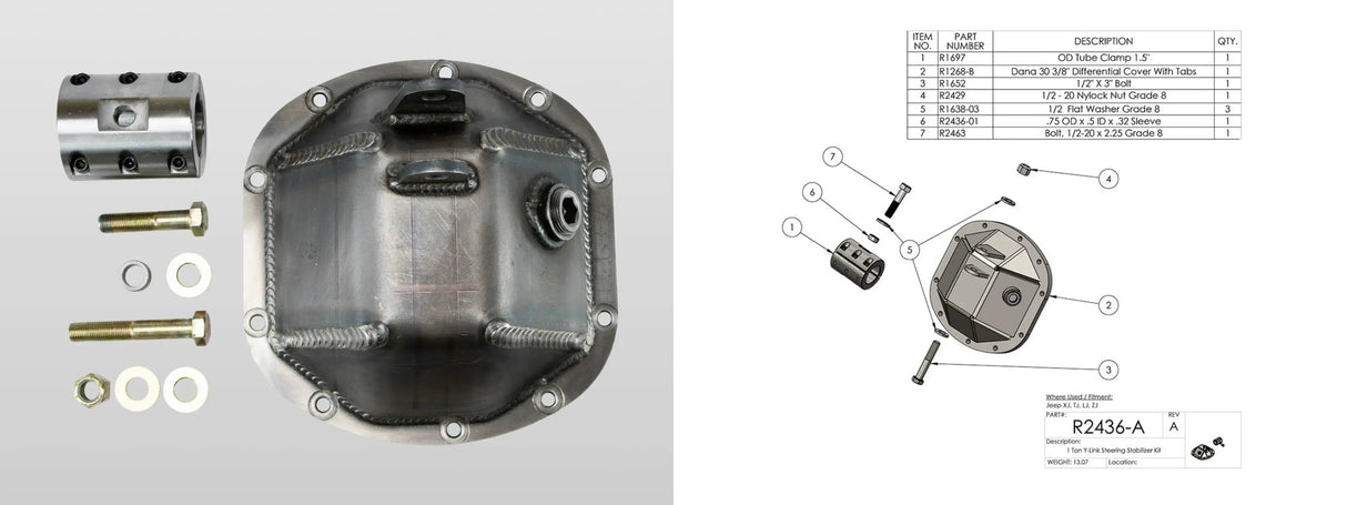Dana 30 Differential Cover With Steering Stabilizer Bracket For XJ/TJ/LJ/MJ