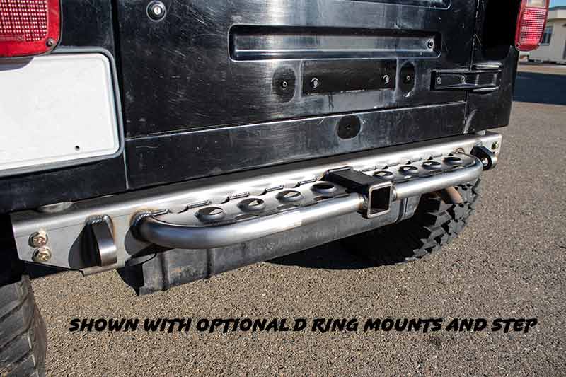 Ruffstuff Loaded Rear Overlay Bumper -Hitch, Dimple Die Step, and D-ring Mounts For Jeep TJ/LJ/YJ