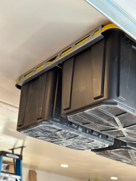 Ceiling storage for totes